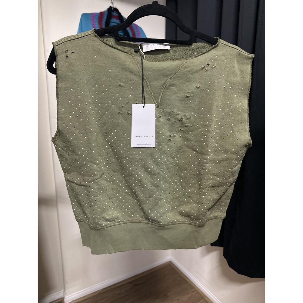 Faith Connexion Crystal embellished distressed crewneck